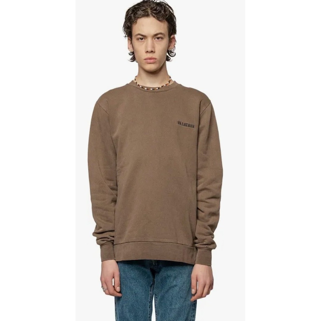 Han Kjobenhavn Men's Brown Sweatshirt Embroidered Logo Crew Neck Small